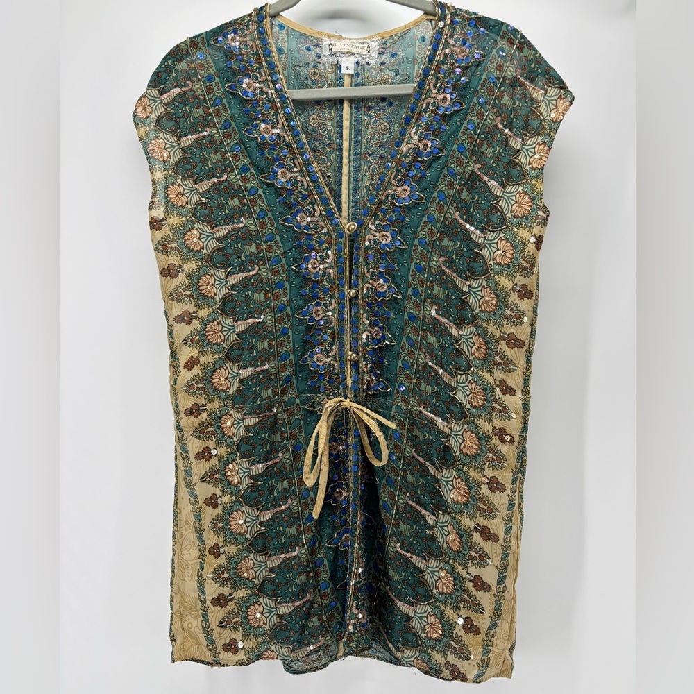 Anthropologie beaded sequined chiffon tunic Small B. Vintage
